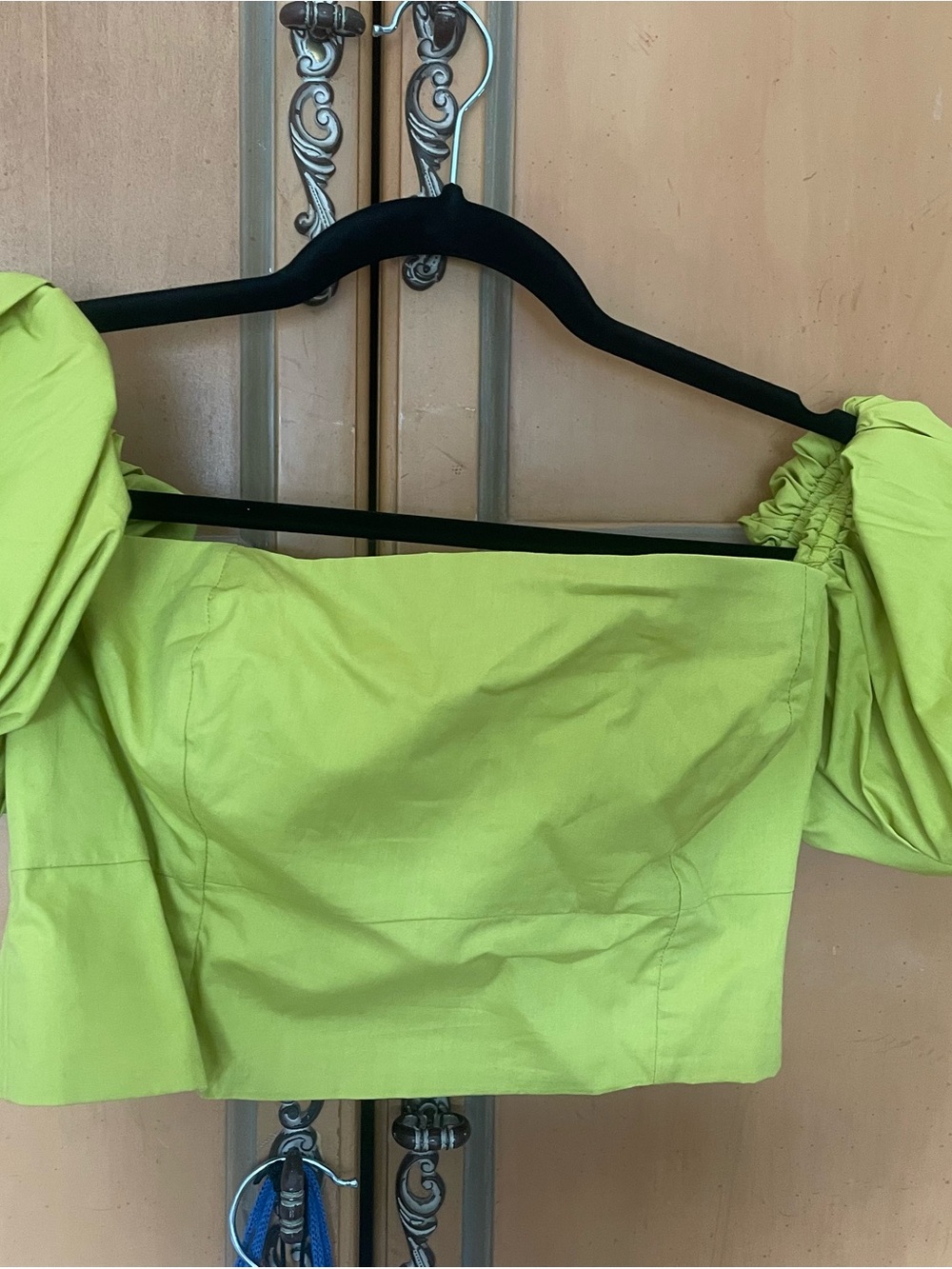 Abercrombie & Fitch Lime Green Off-Shoulder Puff Sleeve Crop Top